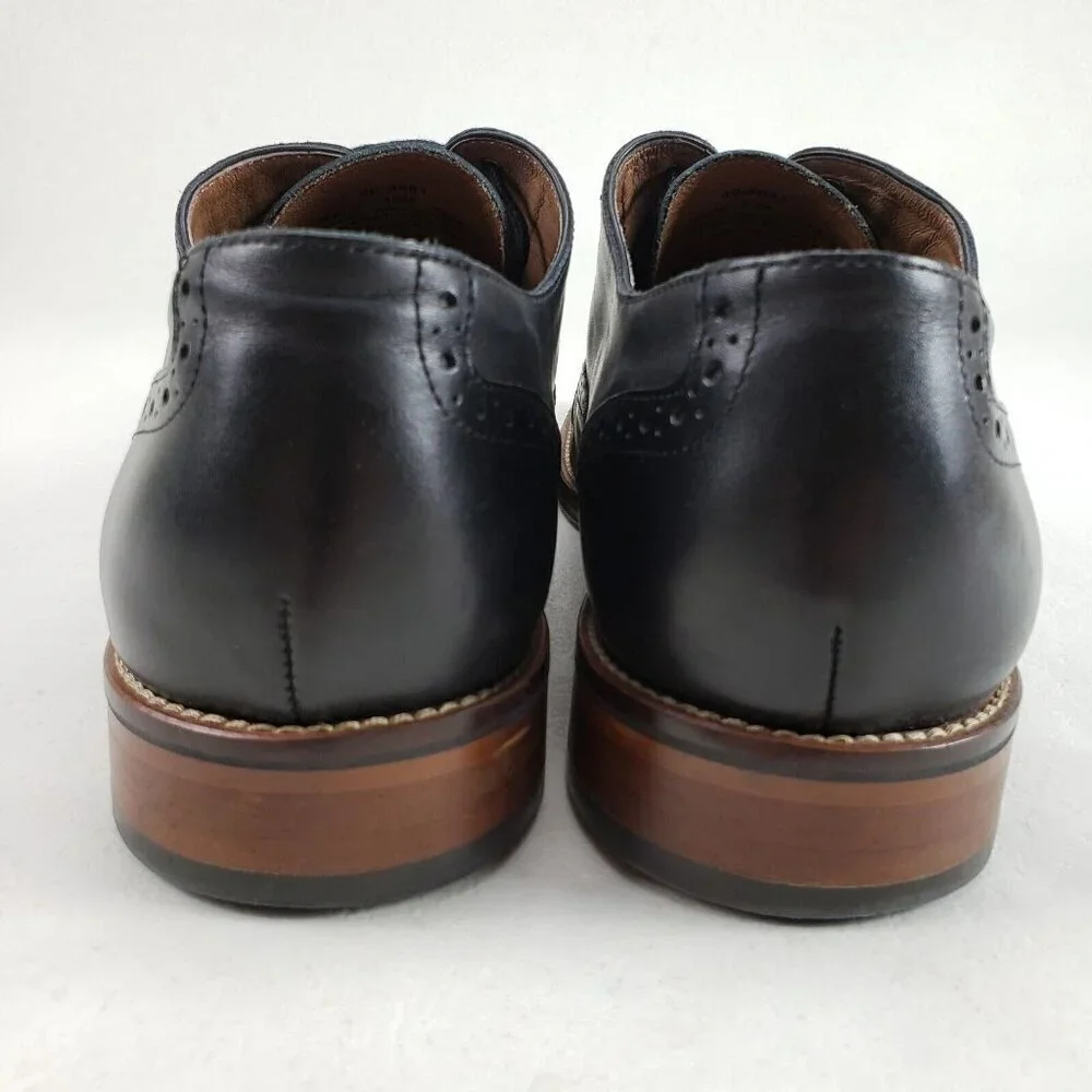 Johnston Murphy Conard Leather Oxford Mens 13 Black Brogue Cap Toe Dress Shoe
